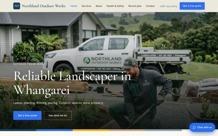 Northland Outdoor Works demo site on a desktop