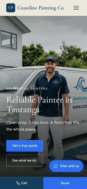 Coastline Painting Co demo site on a phone